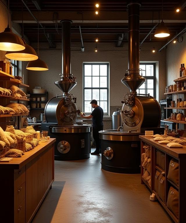 Interni della torrefazione artigianale Scarafaggio Oro a Torino